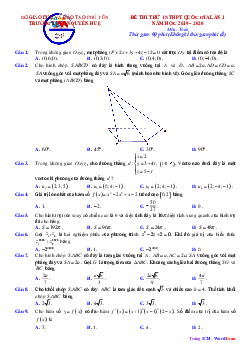 Đề thi thử tốt nghiệp THPT QG 2020 lần 1 môn Toán trường THPT Nguyễn Huệ – Phú Yên