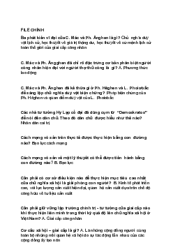 Đáp án nội dung ôn tập thi kết thúc học phần môn Lịch sử đảng