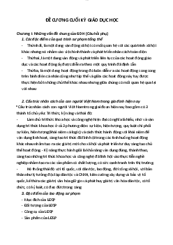 Đề cương ôn tập môn Giáo dục học | Đại học Văn hóa Hà Nội