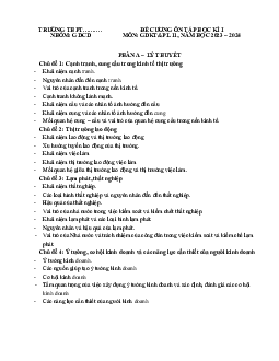 Đề cương ôn tập học kì 1 môn Giáo dục Kinh tế và Pháp luật 11 sách Cánh diều