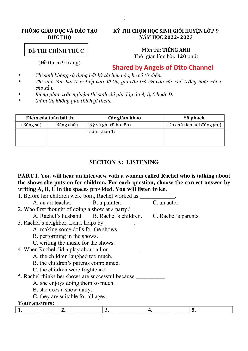 Đề thi chọn học sinh giỏi huyện Đức Thọ môn Tiếng Anh lớp 9 năm học 2022-2023 (có đáp án)