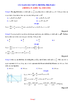 Các dạng bài tập chương khúc xạ ánh sáng Lý 11 có lời giải và đáp án