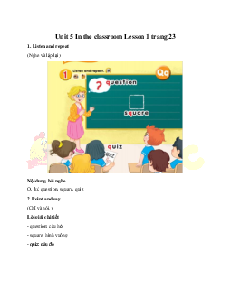 Unit 5 In the classroom Lesson 1 trang 23 Tiếng Anh 2 Global Success