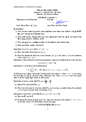 Final Exam - Calculus 1 | Trường Đại học Quốc tế, Đại học Quốc gia Thành phố HCM