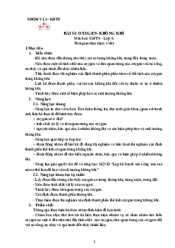Bài 11. Oxygen Không khí | Bài giảng Khoa học tự nhiên 6 | Kết nối tri thức