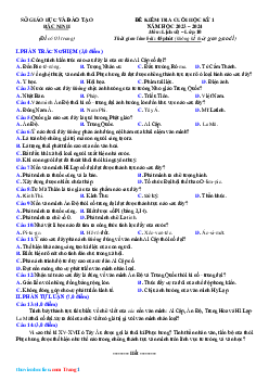Đề thi HK1 Lịch Sử 10 Sở GD Bắc Ninh 2023-2024 (Có đáp án)