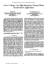 A Low Voltage Very High Impedance Current Mirror Circuit and Its Application