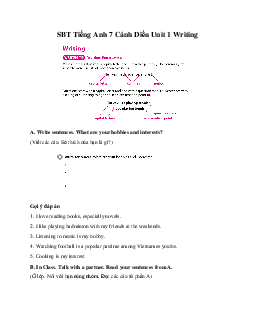 SBT Tiếng Anh 7 Cánh Diều Unit 1 Writing