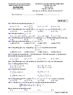 Đề thi thử THPT Quốc gia năm 2022 môn Toán lần 3 trường Chuyên Lam Sơn, Thanh Hóa (có đáp án)