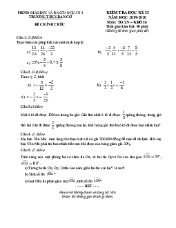 Đề kiểm tra học kỳ 2 Toán 6 năm 2019 – 2020 trường THCS Bàn Cờ – TP HCM