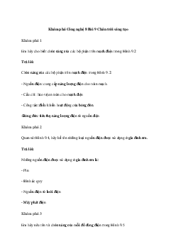 Công nghệ 8 Bài 9: Mạch điện - Chân trời sáng tạo