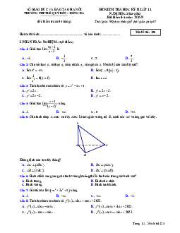 Đề học kỳ 2 Toán 11 năm 2022 – 2023 trường THPT Lê Quý Đôn – Hà Nội