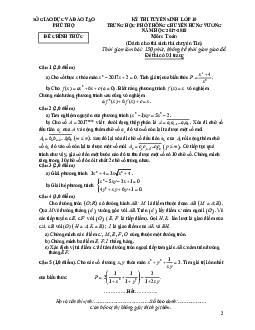 Đề thi tuyển sinh lớp 10 năm học 2017 – 2018 môn Toán trường THPT chuyên Hùng Vương – Phú Thọ (Chuyên Tin)