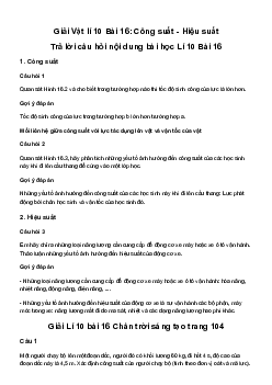 Vật lí 10 Chân trời sáng tạo Bài 16: Công suất - Hiệu suất