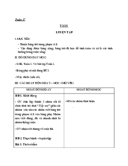 Giáo án Toán 1 - Tuần 17 | sách Vì sự bình đẳng và dân chủ trong giáo dục