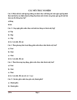 Đề trắc nghiêm môn Nhập môn công nghệ phần mềm | Trường Đại học CNTT Thành Phố Hồ Chí Minh