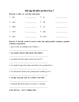 Bài tập thì hiện tại đơn lớp 7