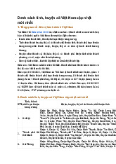 Danh sách tỉnh, huyện xã Việt Nam cập nhật mới nhất