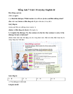 Tiếng Anh 7 Right on Unit 1 Everyday English 1d