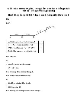 Giải Toán 3 Bài 16: Điểm ở giữa, trung điểm của đoạn thẳng | Kết nối tri thức