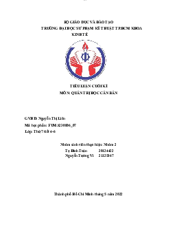 Các nhân tố ảnh hưởng tới phong cách lãnh đạo | Tiểu luận môn Quản trị học | Trường Đại học Sư phạm Kỹ thuật Thành phố Hồ Chí Minh