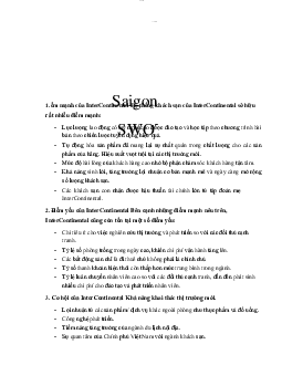 Điểm mạnh của InterContinental Hệ thống khách sạn