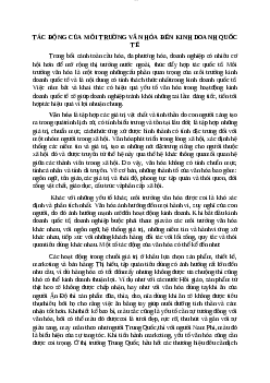 Tác động của môi trường văn hóa đến kinh doanh quốc tế | Trường Đại Học Thủ Đô Hà Nội