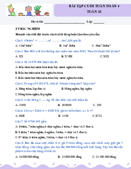 Giải Bài tập cuối tuần lớp 4 môn Toán Kết nối tri thức - Tuần 18