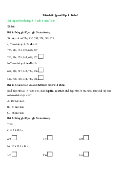 Bài tập cuối tuần Toán lớp 3 Chân trời sáng tạo - Tuần 1