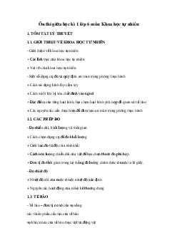 Đề cương ôn tập giữa kì 1 KHTN 6 Kết nối tri thức năm 2023