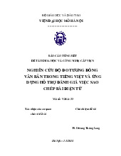 Báo cáo tổng kết nghiên cứu độ đo tương đồng văn bản trong tiếng Việt và ứng dụng hỗ trợ đánh giá việc sao chép bài điện tử | Viện Đại học Mở Hà Nội
