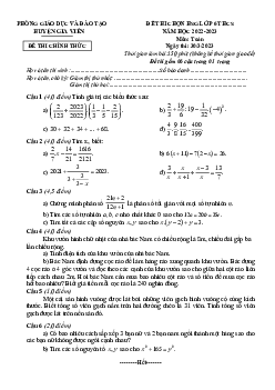 Đề học sinh giỏi Toán 6 năm 2022 – 2023 phòng GD&ĐT Gia Viễn – Ninh Bình