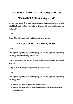 Giải Giáo dục công dân 7 Bài 3: Học tập tự giác, tích cực | Chân trời sáng tạo