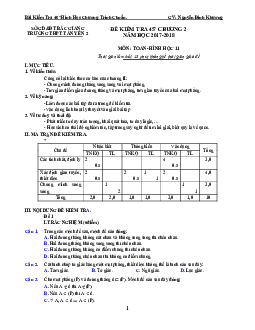 Đề kiểm tra 1 tiết Hình học 11 chương 2 (Quan hệ song song) trường THPT Tân Yên 2 – Bắc Giang