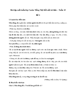 Bài tập cuối tuần lớp 3 môn Tiếng Việt Kết nối tri thức - Tuần 15