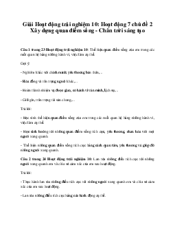 Giải Hoạt động trải nghiệm 10: Hoạt động 7 chủ đề 2 Chân Trời Sáng Tạo