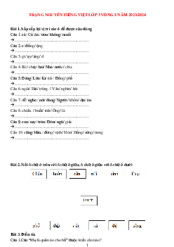 Đề thi Trạng nguyên Tiếng Việt lớp 3 năm 2023 - 2024 Vòng sơ khảo