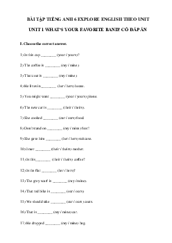 Bài tập Ngữ pháp tiếng Anh lớp 6 Unit 1 What's your favorite band? - Cánh diều