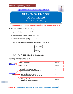 Nhận dạng thần tốc đồ thị hàm số – Lưu Huy Thưởng Toán 12