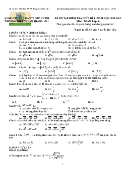 Đề ôn tập giữa kì 1 Toán 10 năm 2021 – 2022 trường Thuận Thành 1 – Bắc Ninh