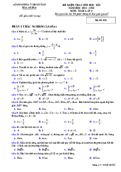 Đề kiểm tra cuối học kì 1 Toán 9 năm 2022 – 2023 sở GD&ĐT Bắc Giang