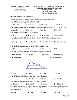 Đề giữa kỳ 1 Toán 8 năm 2022 – 2023 phòng GD&ĐT Yên Thế – Bắc Giang