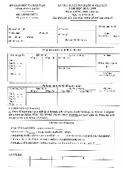 Đề thi Tuyển sinh lớp 10 THPT tỉnh Đồng Tháp năm học 2018-2019 môn Tiếng Anh (chuyên)