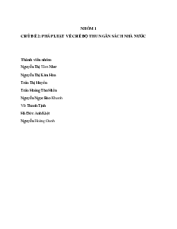 Bài thảo luận nhóm chủ đề 2: Pháp luật về chế độ thu ngân sách nhà nước