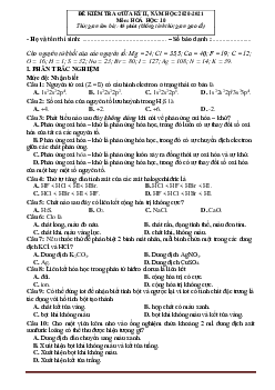 Đề thi  (đề 2) giữa học kỳ 2 hóa 10 (có đáp án)