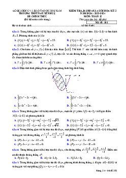 Đề cuối học kỳ 2 Toán 12 năm 2023 – 2024 trường THPT Nguyễn Huệ – Quảng Nam