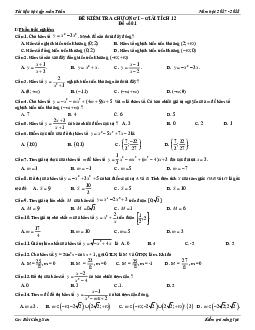 Đề kiểm tra Giải tích 12 chương 1 (Hàm số) – Bùi Công Sơn