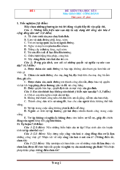 10 Đề Thi HK1 Môn GDCD Lớp 8 (có đáp án)
