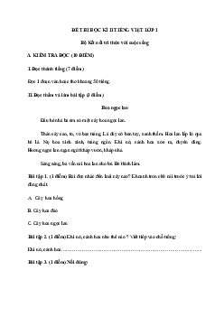 Đề thi học kì 2 môn Tiếng Việt lớp 1 Kết nối tri thức năm 2024 - Đề 2