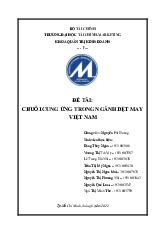 Quản trị chuỗi cung ứng ngành dệt may Việt Nam Môn Quản trị chuỗi cung ứng | Trường Đại học Tài chính - Marketing